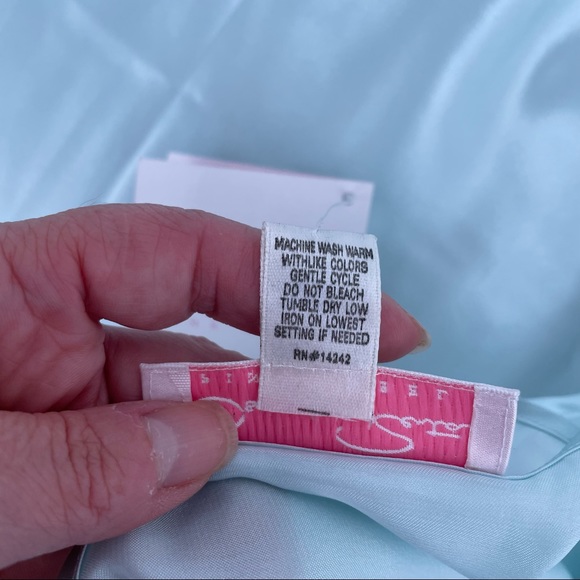 NWT Oscar De La Renta Pink Label Long Blue Satin Long Nightgown - Picture 7 of 13